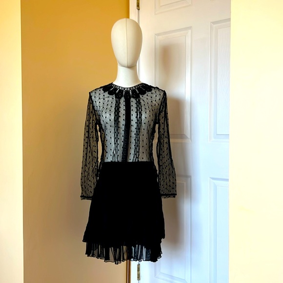 Ladies Top, Black/Transparent, Size S - Picture 3 of 5